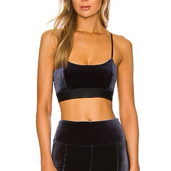 NEW ALALA Black Charcoal Velvet Women's Sports Bra XS - Picture 1 of 11